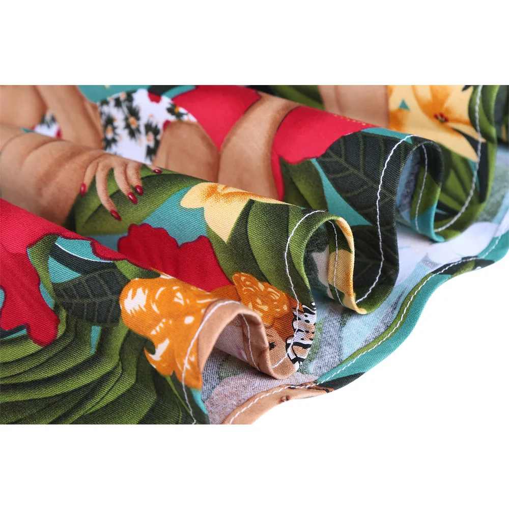 

Western Girl Floral Print Summer Office Chic Casual Dress Slash Neck Swing Rockabilly Women Desses Beachwear 50s Party Sundress