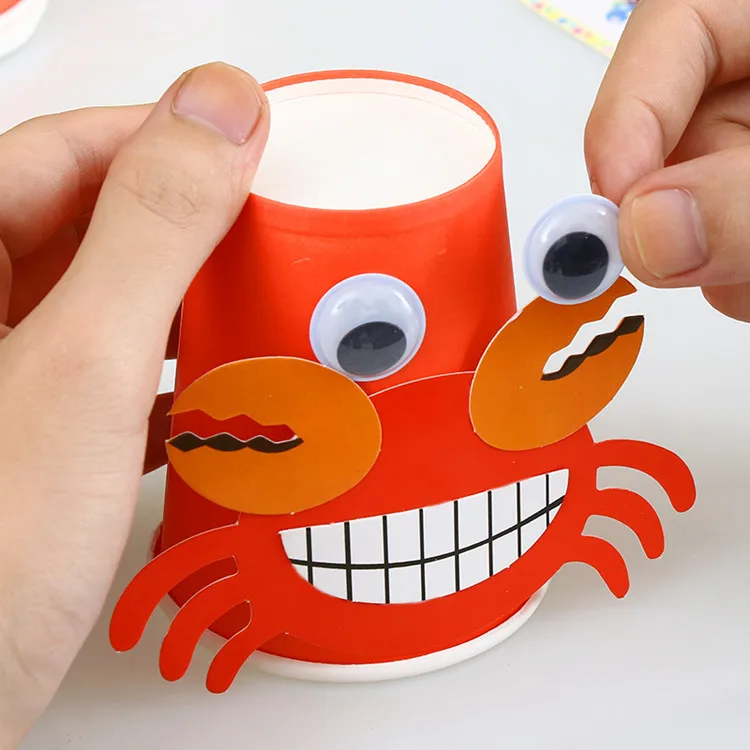 

12pcs Children 3D DIY handmade paper cups sticker material kit Whole set Kids kindergarten school art craft educational toys