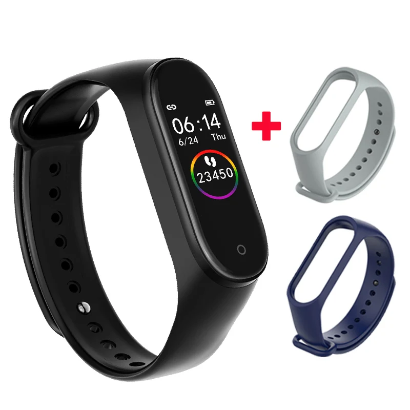 Fentorn M 4 фитнес-браслет для мужчин пульсометр измеритель артериального давления Bluetooth спортивный умный Браслет для Xiao Mi 3 Android IOS - Цвет: black grey blue