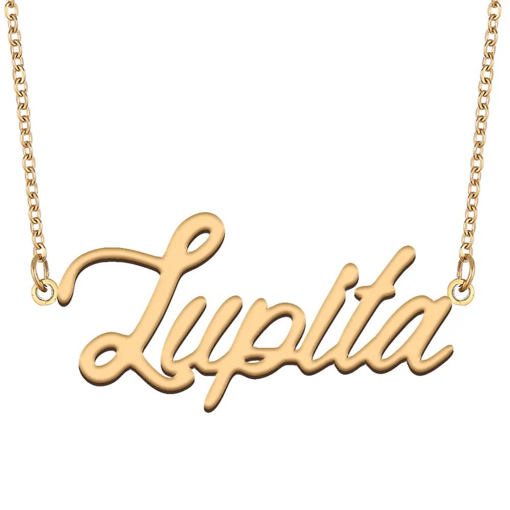 

Lupita Nameplate Necklace for Women Stainless Steel Jewelry Gold Plated Name Chain Pendant Femme Mothers Girlfriend Gift