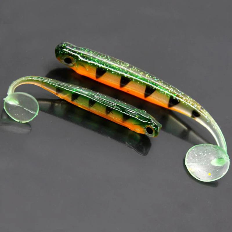 Мягкая рыболовная приманка T-образный хвост искусственные блестки качели