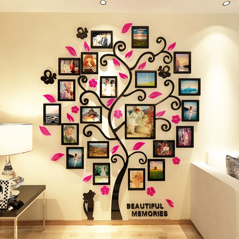 

3D Frames for Pictures Wall Sticker Picture Frame Art Home Decorative On the Wall Adhesive DIY Tree Pattern Wear Resistant