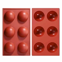 silicone baking mold semi sphere for hot chocolate bomb red mold 6 holes