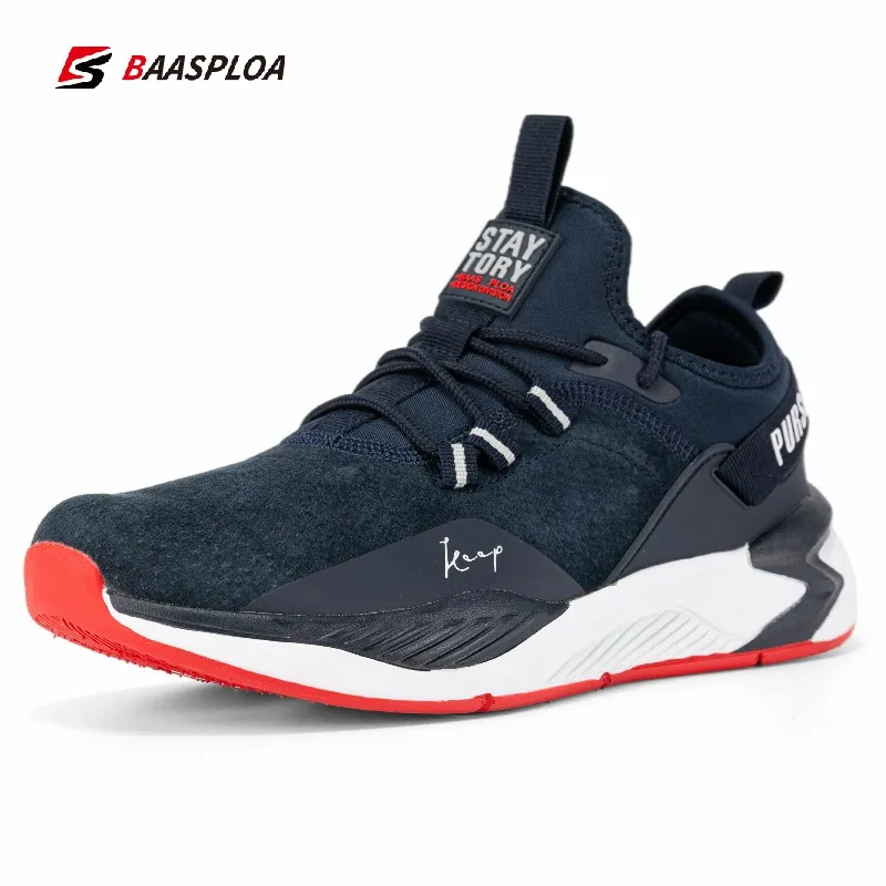 Baasploa 2022 Men Running Shoes Non-slip Shock Absorption Sneaker Lightweight Tennis Shoe Waterproof Man Breathable Casual Shoes