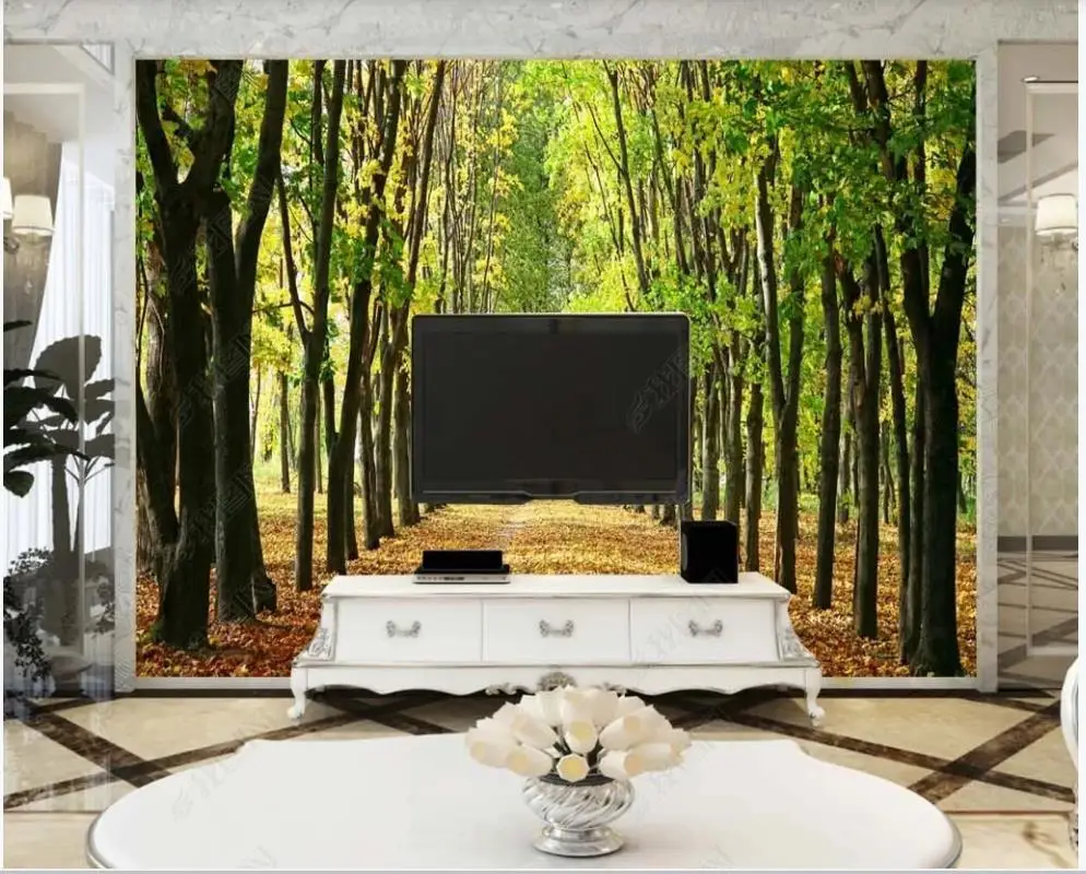 

Custom photo wallpaper for walls 3 d murals Modern forest boulevard TV living room background wall papers home decoration