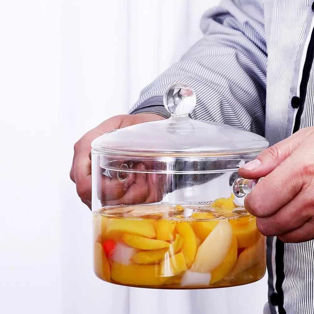 Большая емкость стеклянная кастрюля плита горшок с крышкой Многофункциональный