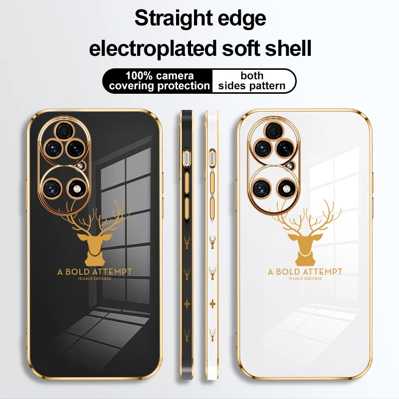 

Phone Case For Huawei Mate 40 30 20 P20 P30 P50 P40 Lite 2019 5G 4G Pro Fashion And Thin Electroplating Deer Head Pattern Cover