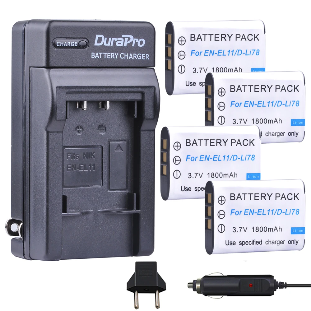 4 шт. Аккумулятор для Nikon Coolpix S550 S560 Pentax M50 W60 W80|eu plug|batteries battery chargerbattery charger |