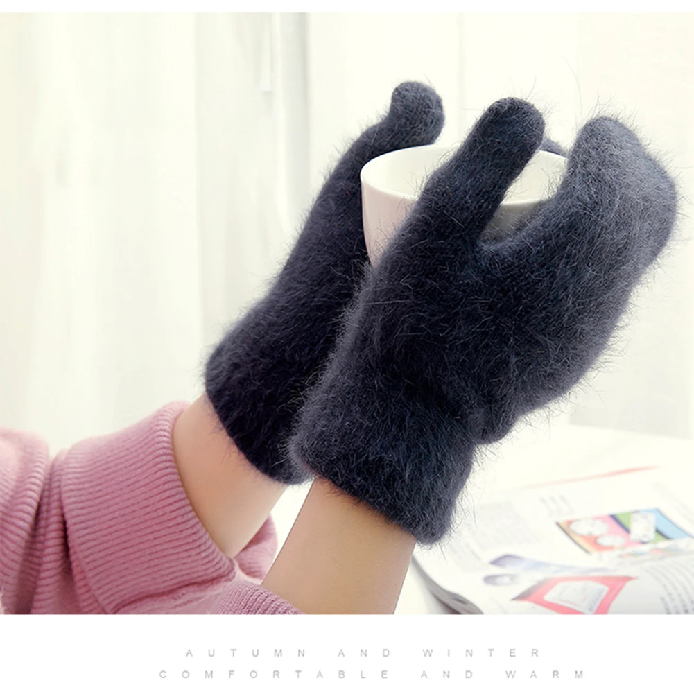 

Women Elastic Full Fingers Gloves Cute Rabbit Wool Gloves Female Winter Mittens Fashion Students Mittens Thicken Warm Gloves