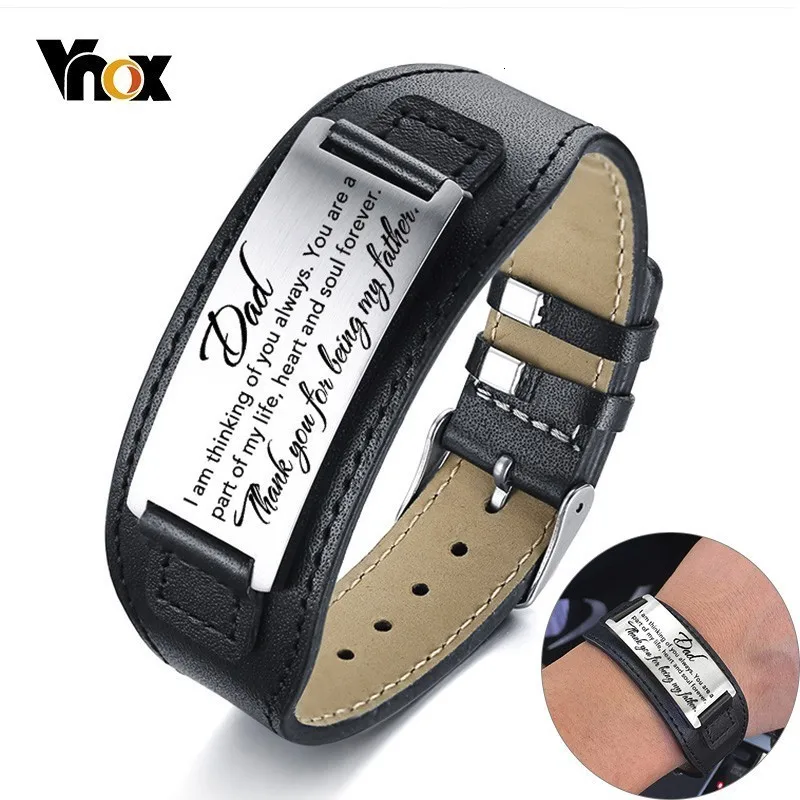 Мужские кожаные браслеты Vnox Подарочные ювелирные изделия на заказ подарок день