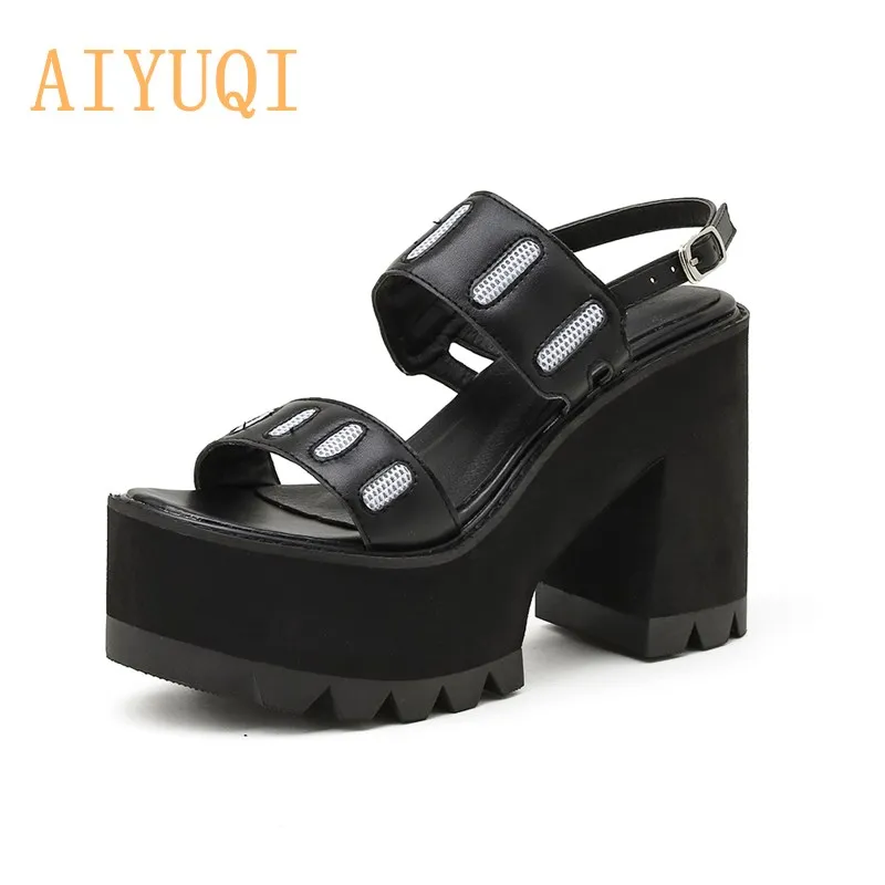 

AIYUQI Women's Summer Sandals 2021 New High Heels Open-to Women's Sandals Waterproof Platform Fashion Roman Sandals Ladies