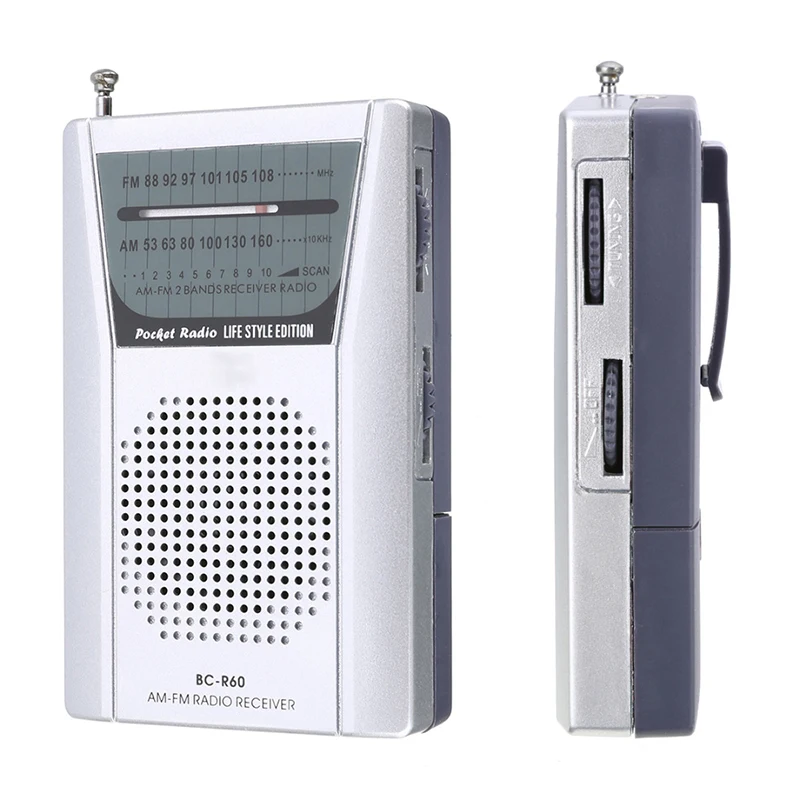 DC 3V Мини карманное радио низкая мощность серебро Портативный AM FM динамик