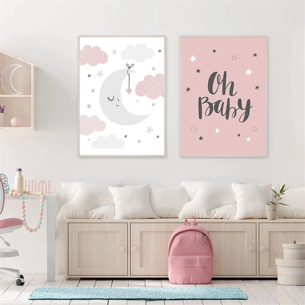 Луна облака розовый слон буквы цитаты искусственные плакаты и принты на холсте