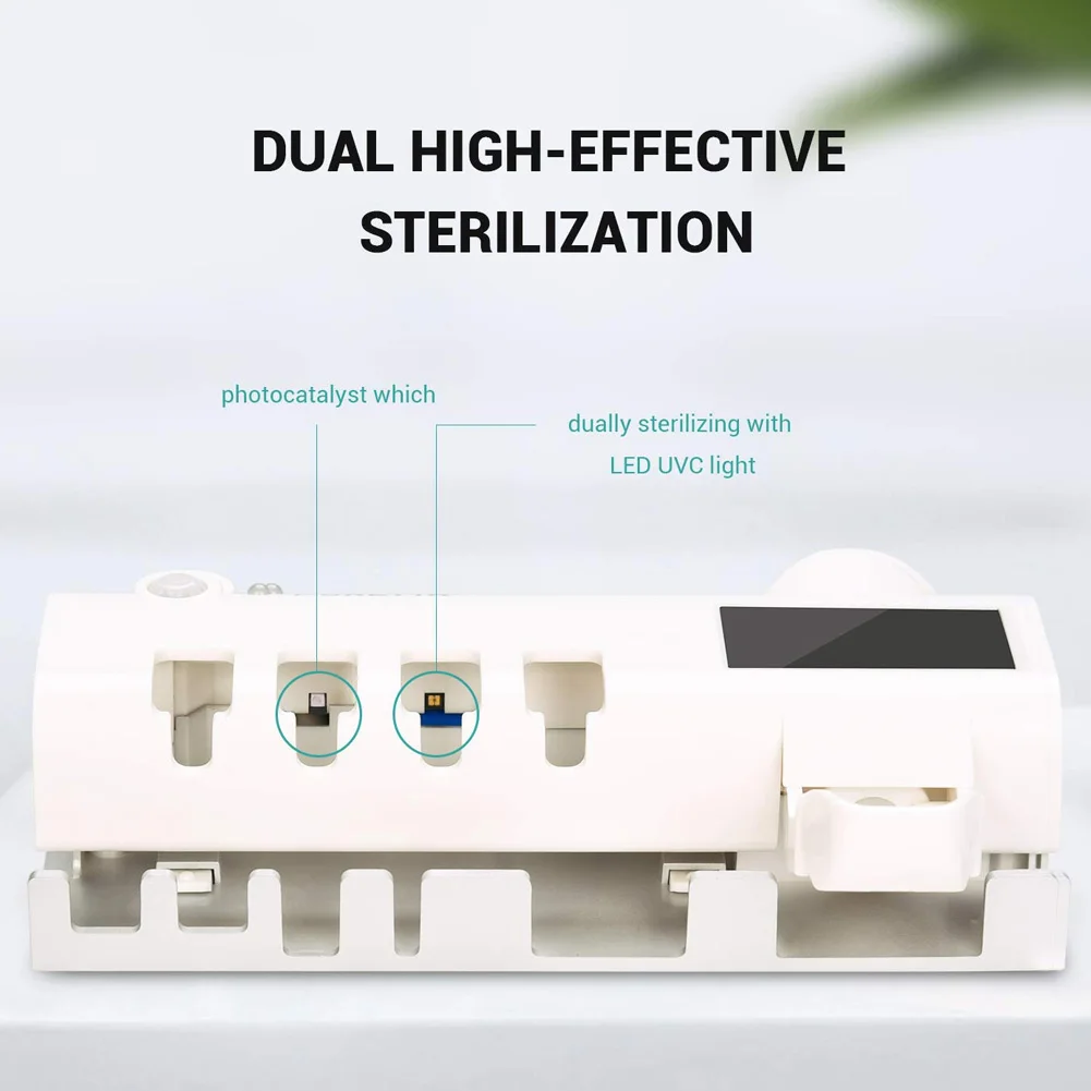 Солнечный Мощность уфл дезинфицирование настенная подставка для зубных щеток