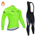STRAVA 2020 зимний теплый флисовый комплект одежды для велоспорта, мужской вязаный костюм, спортивная одежда, велосипедный комбинезон для горного велосипеда, теплые комплекты