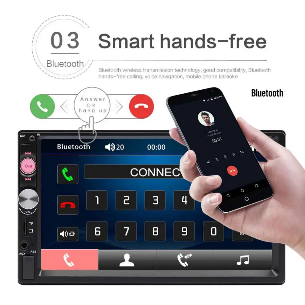 Автомагнитола 2 DIN 7 дюймов Bluetooth сенсорный экран HD стерео видеоплеер поддержка