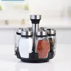 Вращающаяся баночка для специй, Настенный Набор для специй, бутылки для перца, кухонная стойка для хранения приправ, контейнер, держатель для шейкера соли