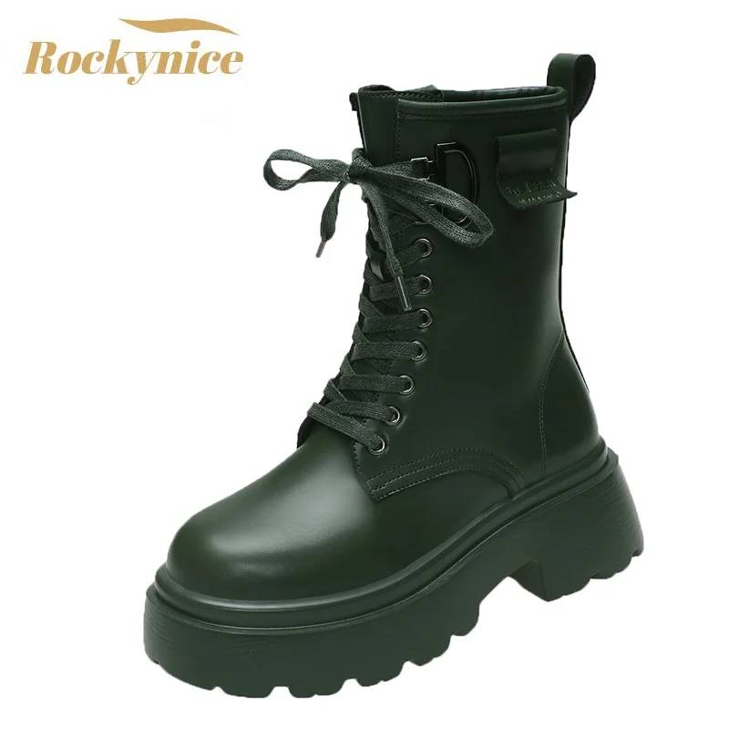 

Женские высокие ботинки 2021, модные ботинки до середины икры, осенне-зимняя обувь, женская обувь на высокой платформе со шнуровкой, удобная ж...