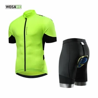 wosawe summer short sleeve cycling jersey set quick dry breathable reflective mtb bike cycling clothing gel pad shorts for men