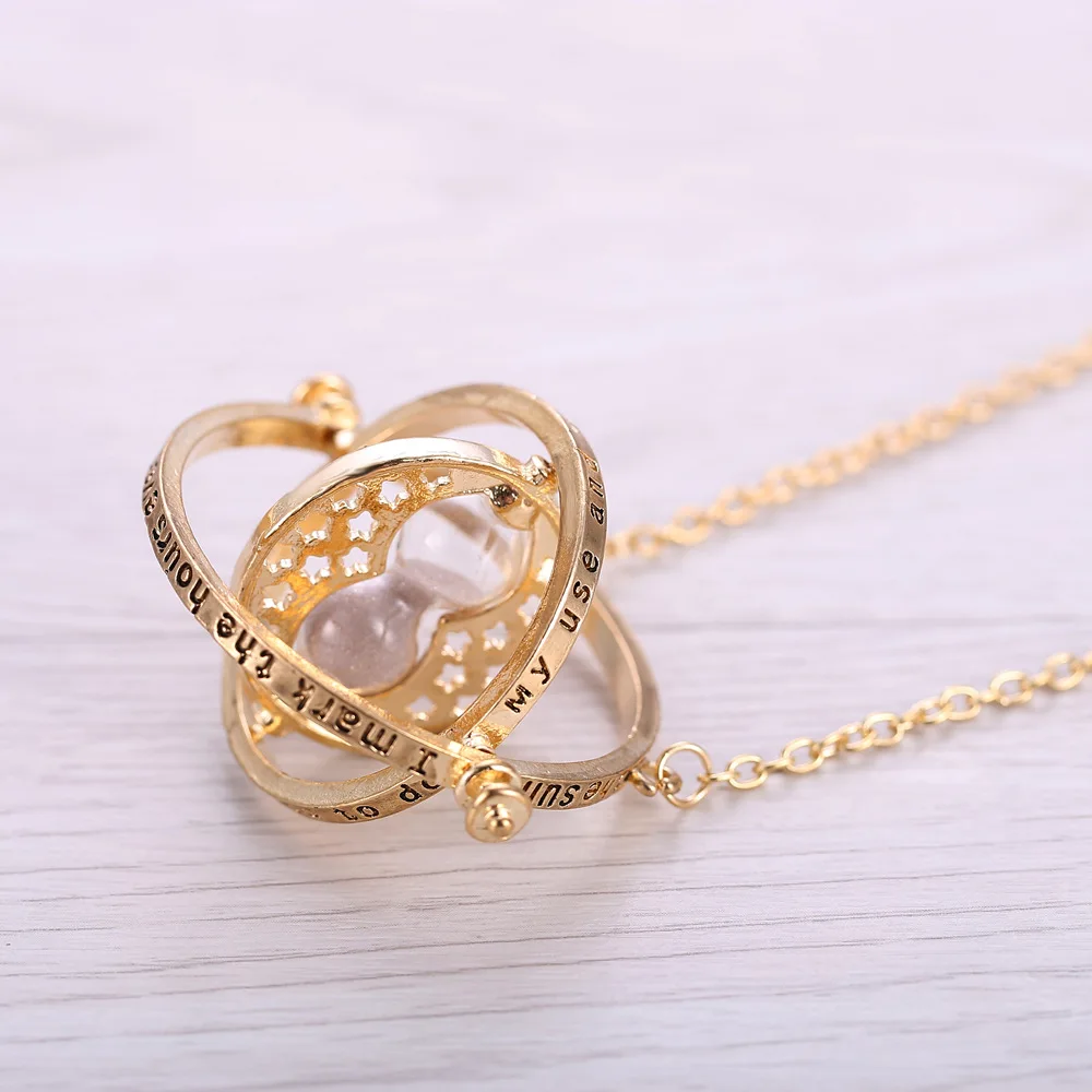 

Wholesale 20pcs Pendants Time Turner Necklace Hermione Granger Rotating Spins Hourglass Necklaces Gift