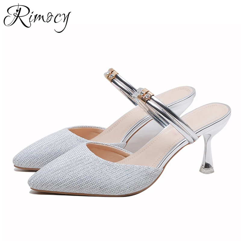 Rimocy/женские блестящие шлепанцы с острым носком Летняя обувь Женские пикантные