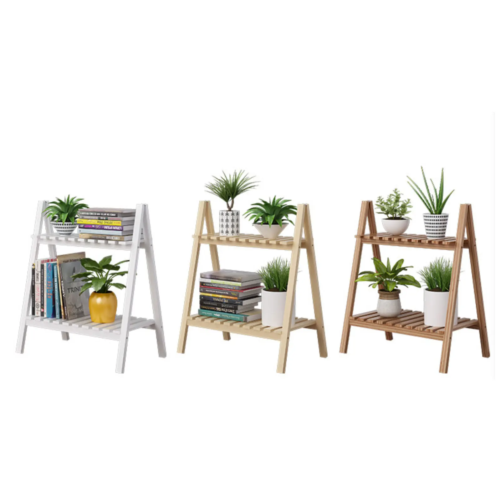 

2 Tier Flower Pot Stands Rack Strong Standing Bonsai Holder Home Garden Indoor Display Plant Stand Shelf Wood Planter Pot Trays