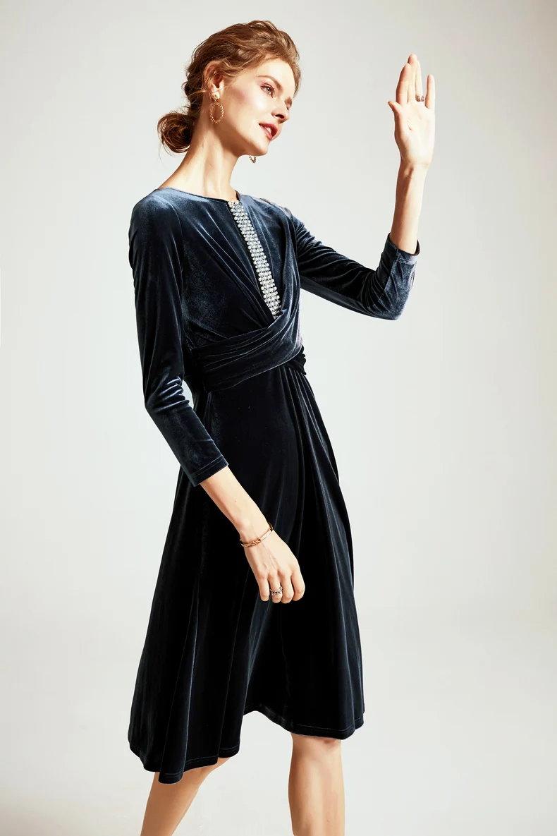 Дамское миланское женское платье для подиума с круглым вырезом 3/4 рукавами