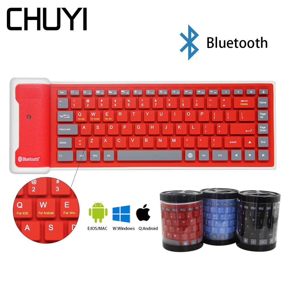 Bluetooth беспроводная Складная Водонепроницаемая мини клавиатура из силикагеля