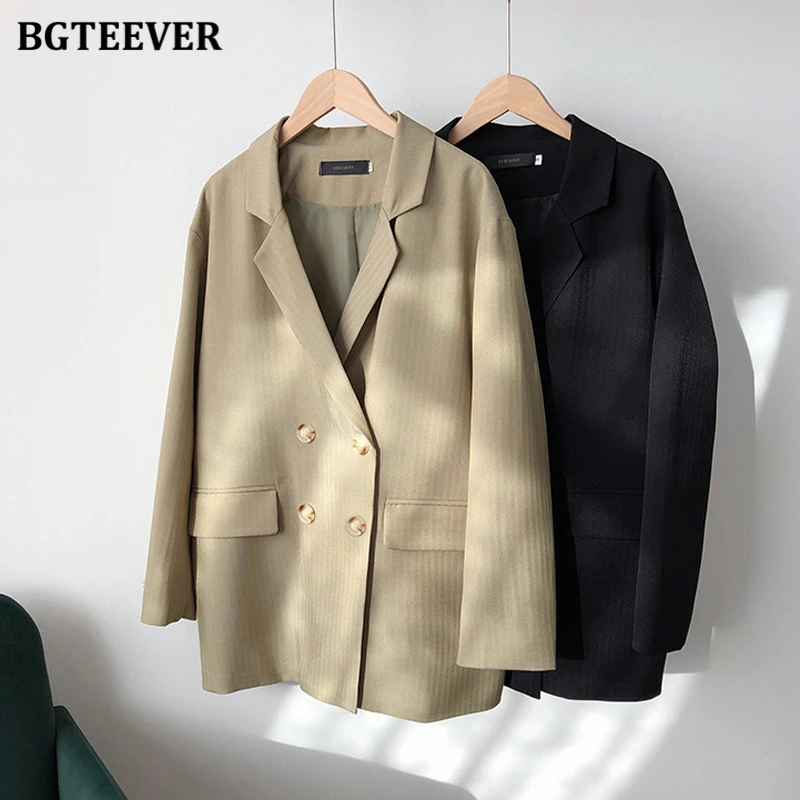 Пиджак BGTEEVER женский с карманами элегантный двубортный пиджак свободного кроя