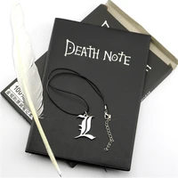 a5 anime death note notebook set leather journal and necklace feather pen journal death note pad for gift goth