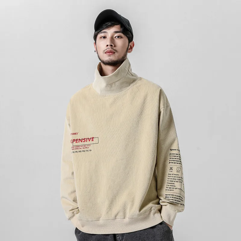 Осень 2019 новая Корейская версия Свободный пуловер с высоким воротником и принтом