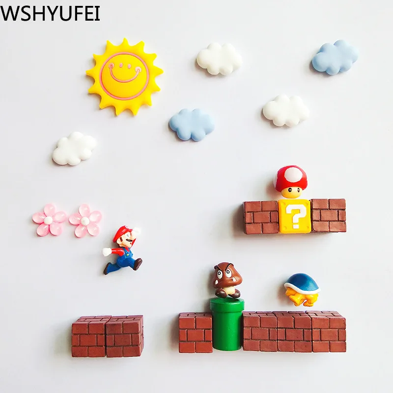 1 Набор милых резиновых 3D магнитов на холодильник в стиле супер Марио детские