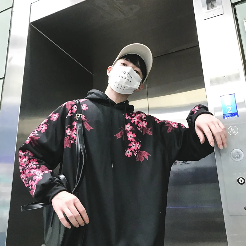 2019 зима кальмар вишневый цвет Толстовка пара романтическая мода Harajuku дикая