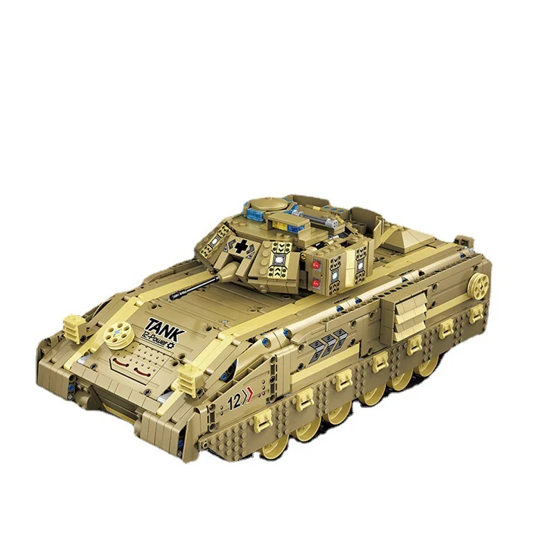 

High-Tech Electric Remote Control Crawler Armored Car Military Tank Land Big Mac Building Blocks 1763pcs Bricks Toys 86001