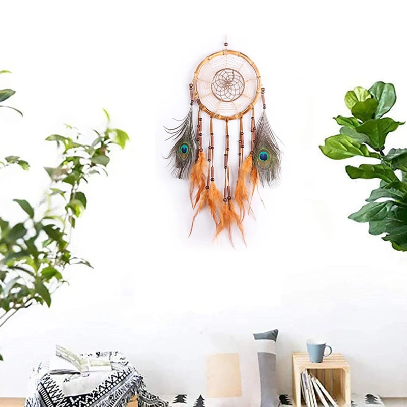 

Handmade Dream Catcher Net with Feathers Wall Hanging Dreamcatcher Craft Gift Christmas Decoration for Home -65cm
