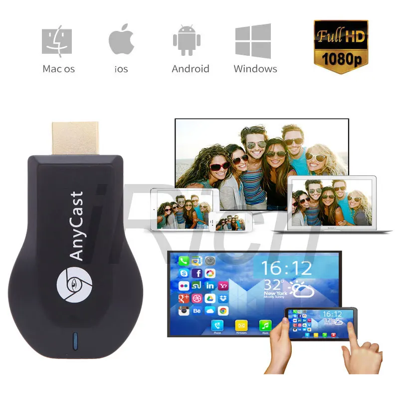 AnyCast M2 Plus бесплатная доставка беспроводной приемник Airplay Wifi ТВ приставка 1080P HDMI TV