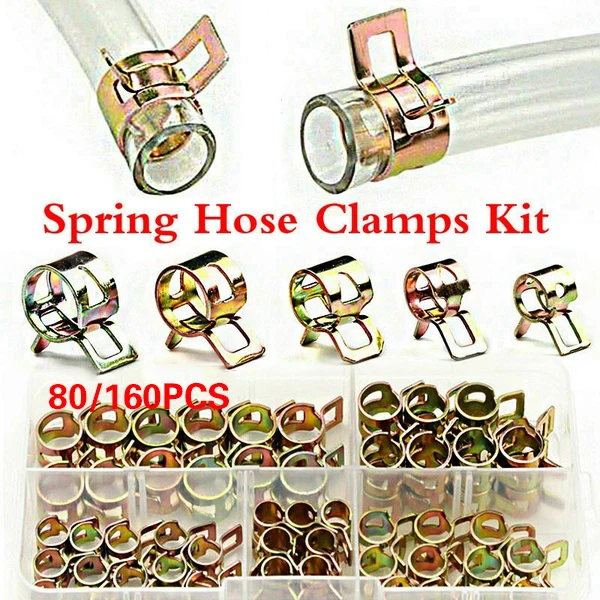 

80PCS Hose Clamp Zinc Plated Spring Hose Pipe Clamps Air Clip Clamp