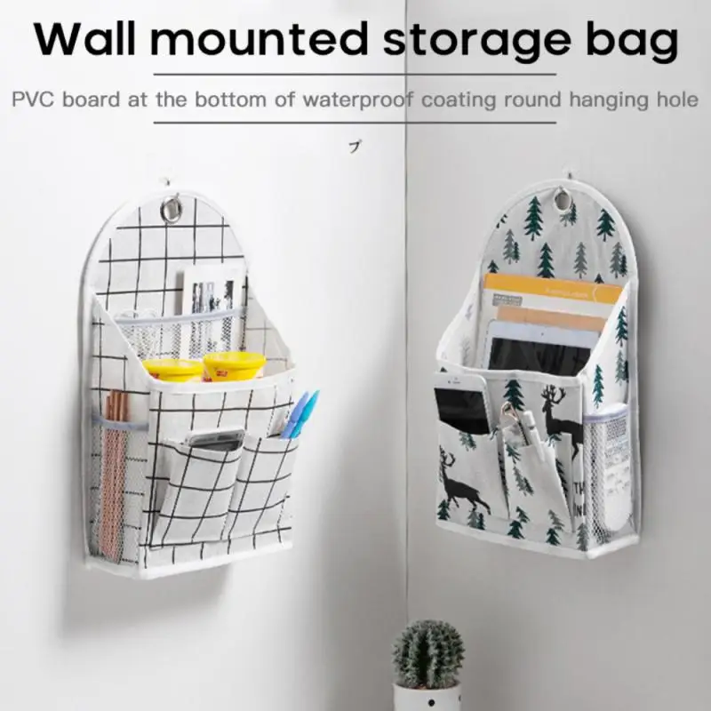 

Wall Hanging Storage Bag Cotton Linen Cloth Art Large-capacity Organizer Behind The Door Bedside Dorm Room Storage Bag Holder