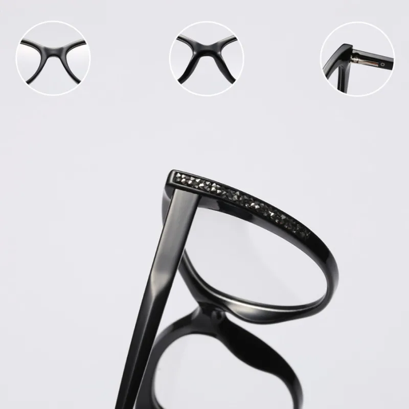 FENCHI transparent anti blue computer glasses women rhinestone fake glasses blue light cat eye glasses