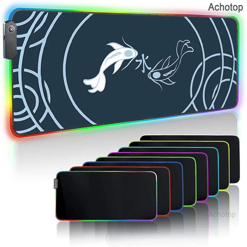 

Большой игровой коврик для мыши Fish Art RGB, игровой коврик для мыши ASUS Esport, цветной компьютерный коврик ROG, Настольный коврик для клавиатуры, ков...