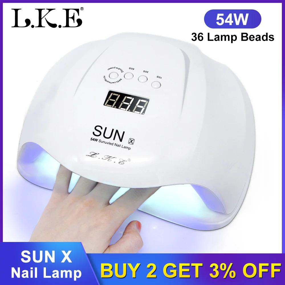 LKE Сушилка для ногтей SUN X светодиодная УФ-лампа для ногтей подходит для Светодиодный/УФ всех гелей MAX 54 Вт лак для ногтей отверждения маникюрный аппарат инструменты для дизайна ногтей