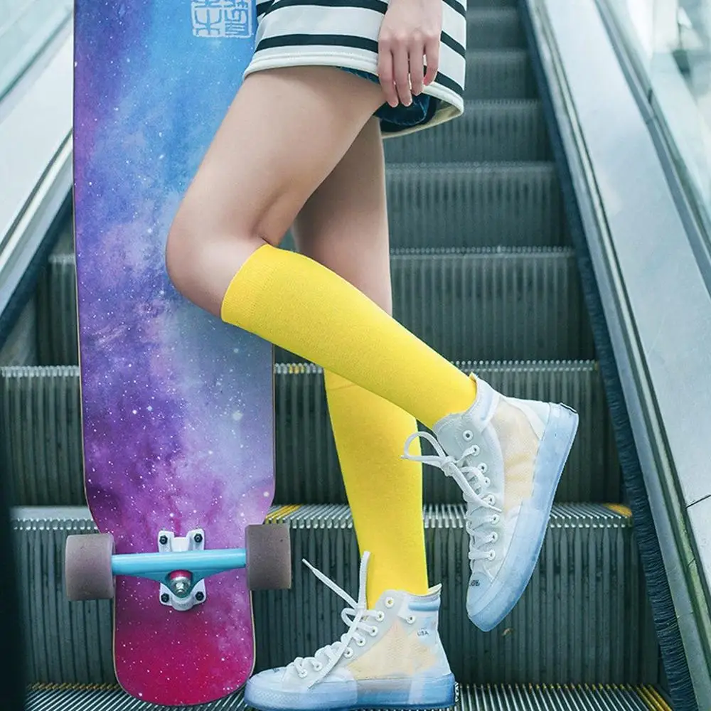 Лидер продаж женские носки однотонные зимние теплые длинные ботфорты до бедра