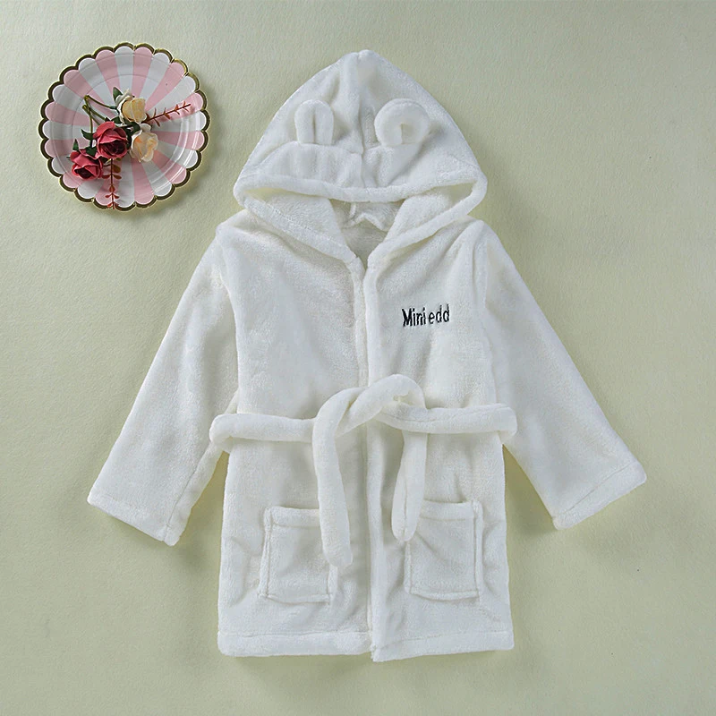 Детский банный халат для малышей Одноцветный фланелевый классический детей от 0