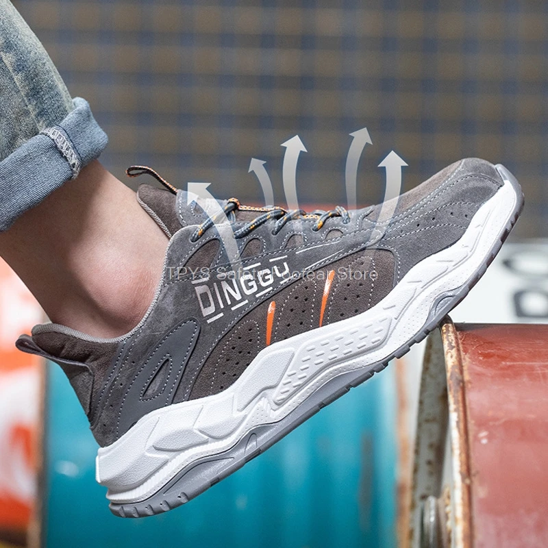 

2021 New Work Sneakers For Men Safety Shoes Fashion Anti-puncture Work Safety Boots Male Breathable Work Shoes Comfort Footwear
