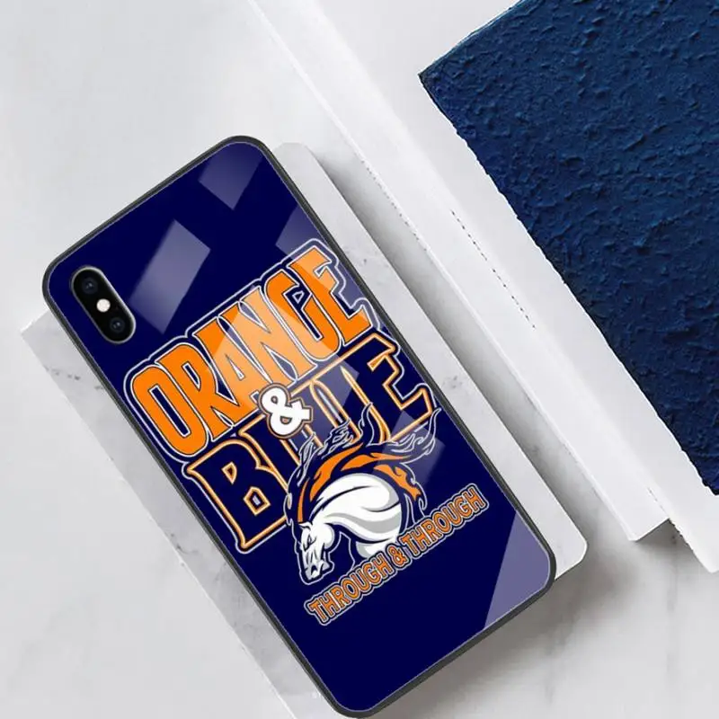 

Denver Bronco Football Glass Phone Case Fundas Coque for IPhone 11 Pro Max Cases XR XS 7 8 Plus Cover Accessories Carcasa