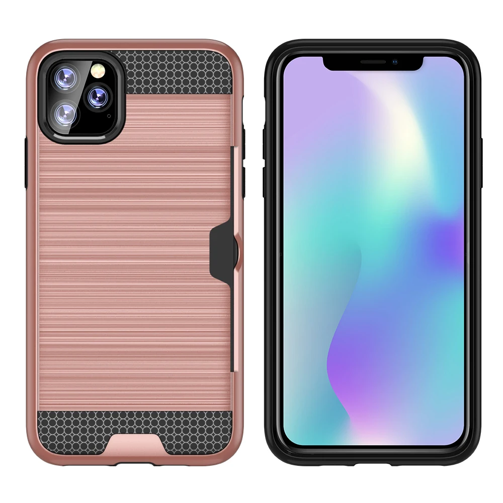 Сильный Мягкий Силиконовый протектор чехол для iPhone 5 5S SE 6 6S 7 8 Plus 11 Pro Xs Max X XR задняя крышка чехол держатель для карт сумки Coque - Цвет: Rose Gold