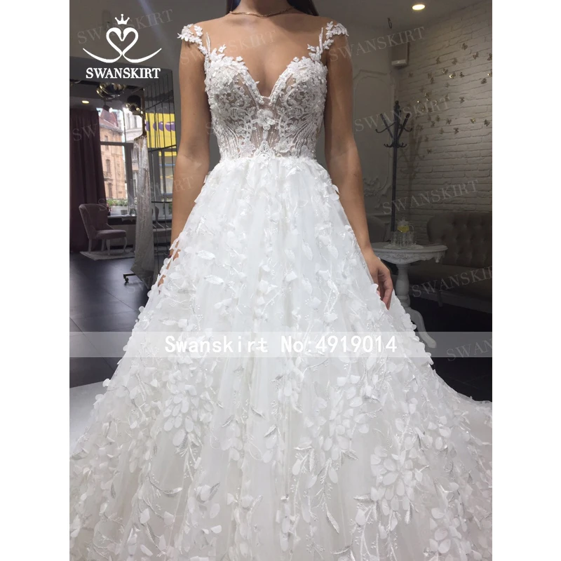 Роскошное бальное платье свадебное платье Swanskirt I215 с открытыми плечами с аппликацией свадебное платье без спинки Принцесса суд Поезд Vestido de Noiva