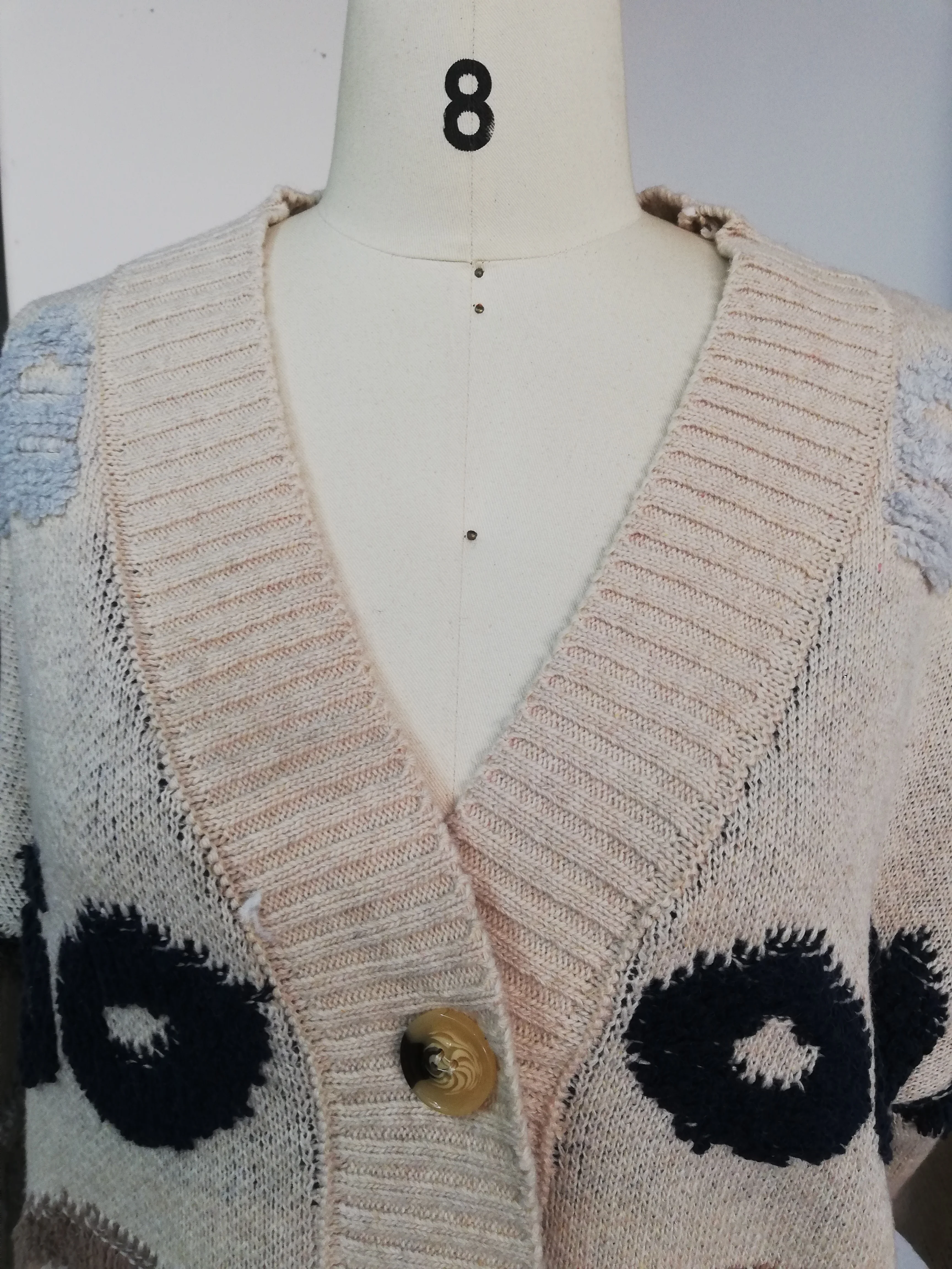 Женский Повседневный Кардиган оверсайз с буквенным принтом плотный теплый