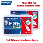 2x150 шт., силиконовые межзубные щетки Fawnmum, для массажа, для чистки зубов