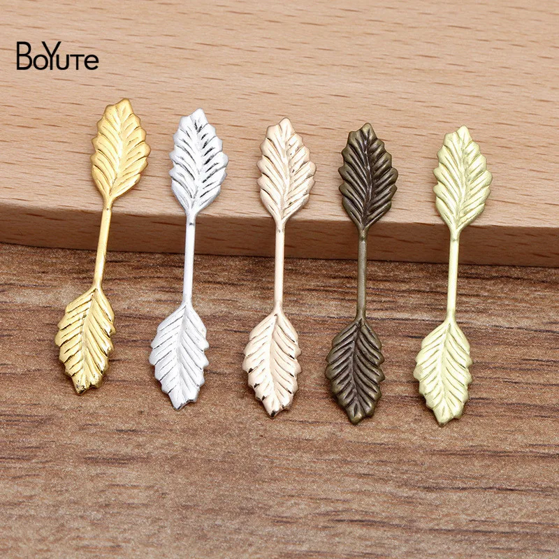 

BoYuTe Wholesale (200 Pieces/Lot) 35*7MM Metal Brass Stamping Leaf Materials Hand Made Diy Jewelry Findings Components